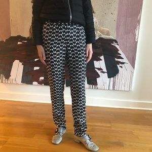 Diane von Furstenberg silk heart print pants